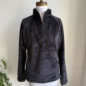 THE NORTH FACE BLACK FUZZY HALF ZIP PULLOVER SWEATSHIRT JACKET MEDIUM